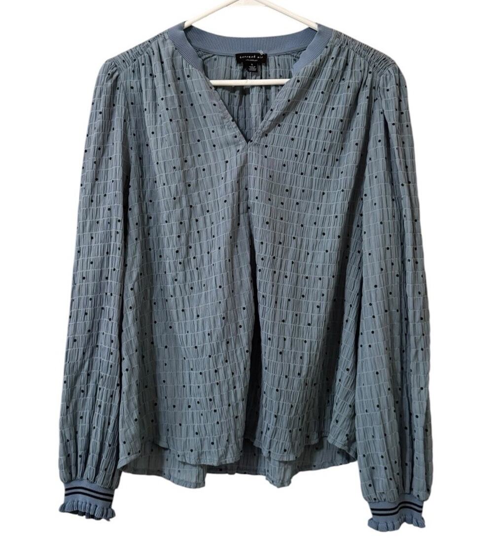 Anthropologie Current Air Women Size Small Long Sleeve Crinkle Shirt V Neck Cute